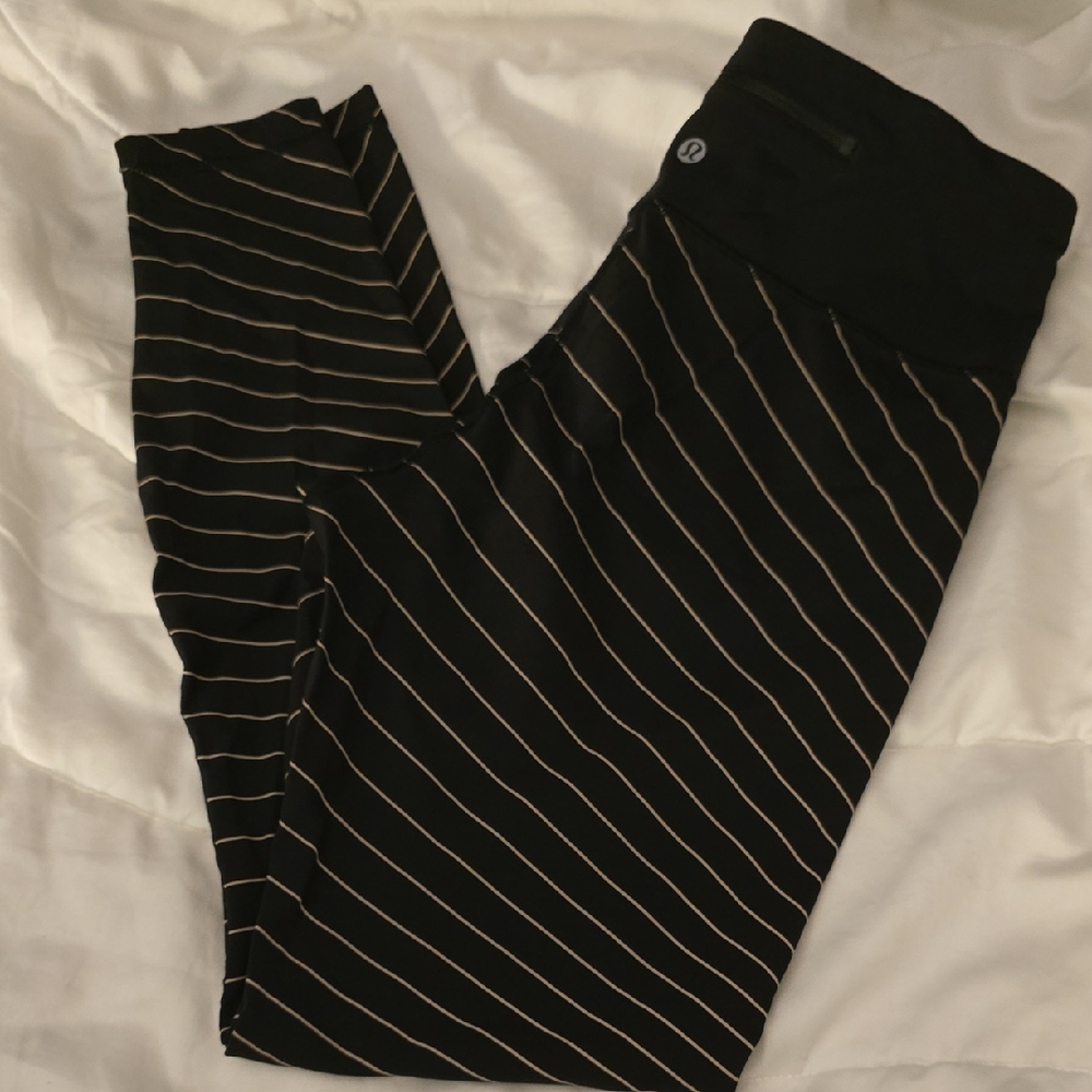 lululemon athletica Black and White Striped Leggings